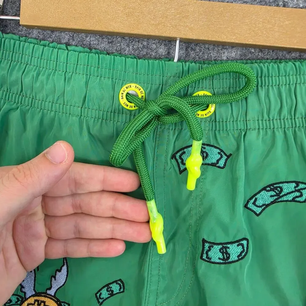 Bain De Mer Swim Shorts Men Small Catch The Cash Green Beach Resort Luxury Pool